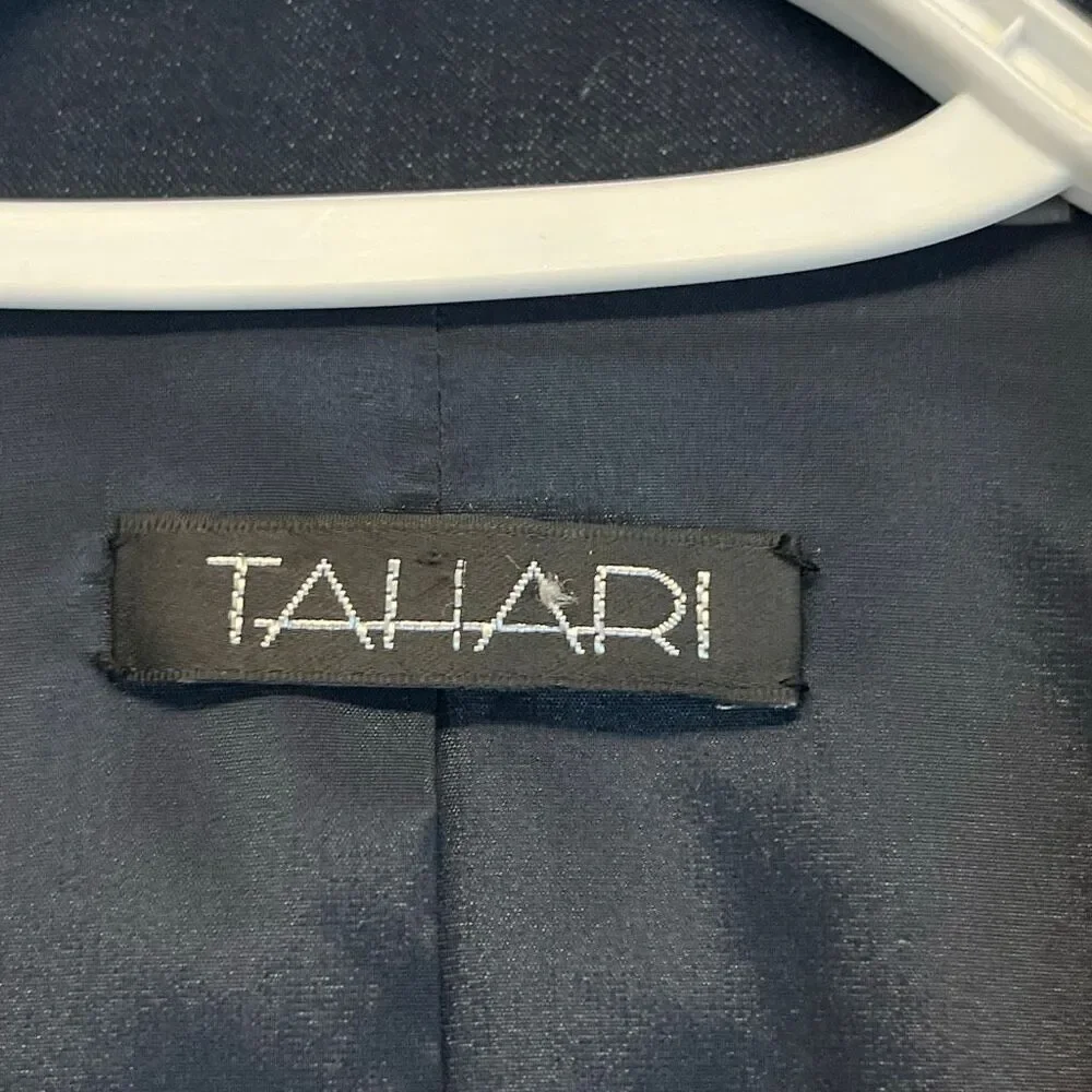 TAHARI Blazer Jacket Women's Size 14 Black Collared Three-Button Single-Breasted - Picture 4 of 13